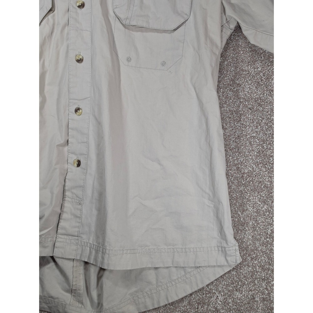 Eddie Bauer Sport Mens Vintage L Tan Short Sleeve Fishing Hiking Shirt Vent Back - Picture 9 of 11